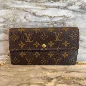 Louis Vuitton Dark Brown Monogram Wallet with Chain